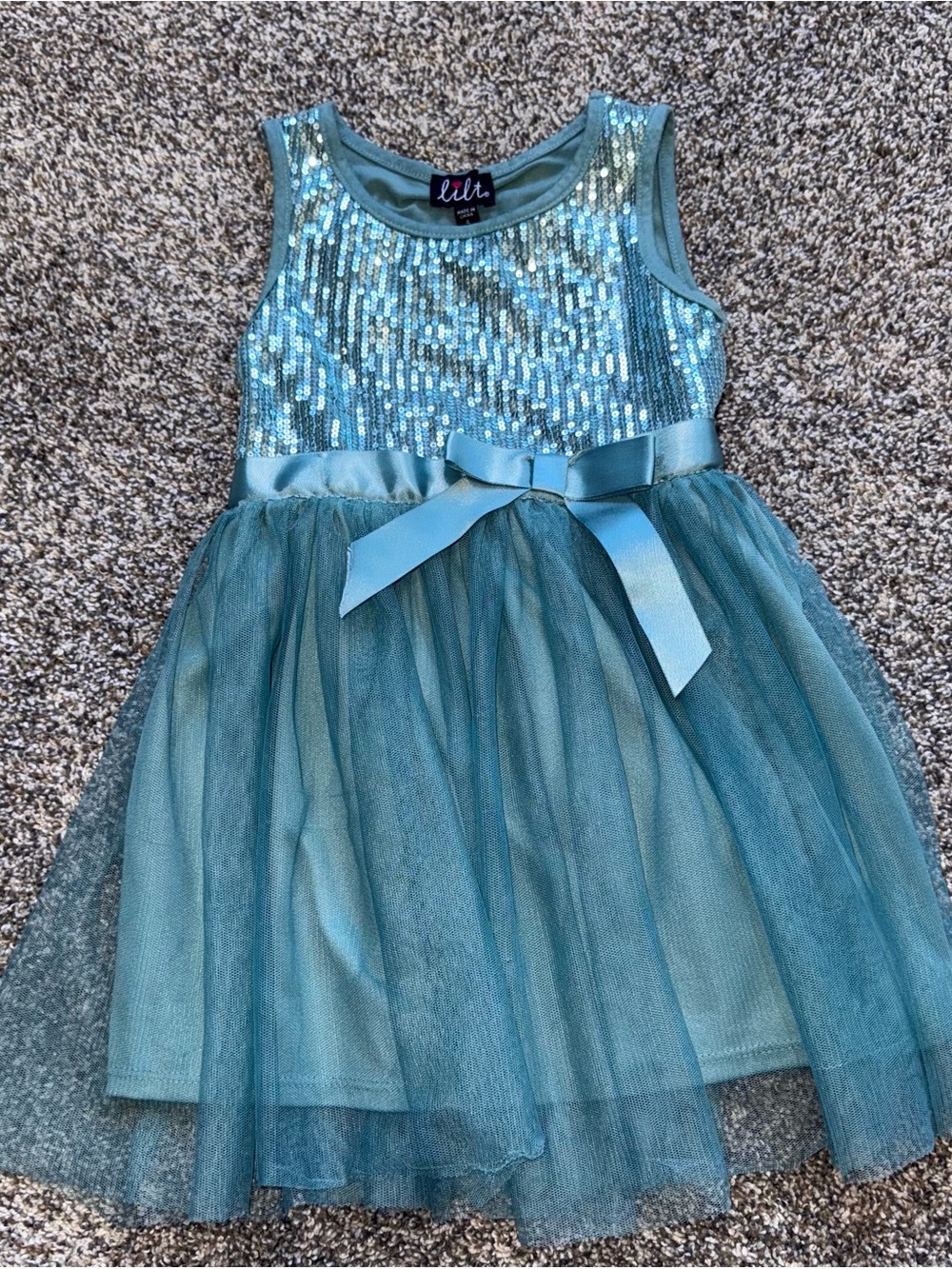 lilt Teal Sequin Bodice Tulle Party Dress